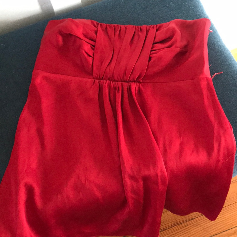 Banana Republic red strapless silk top